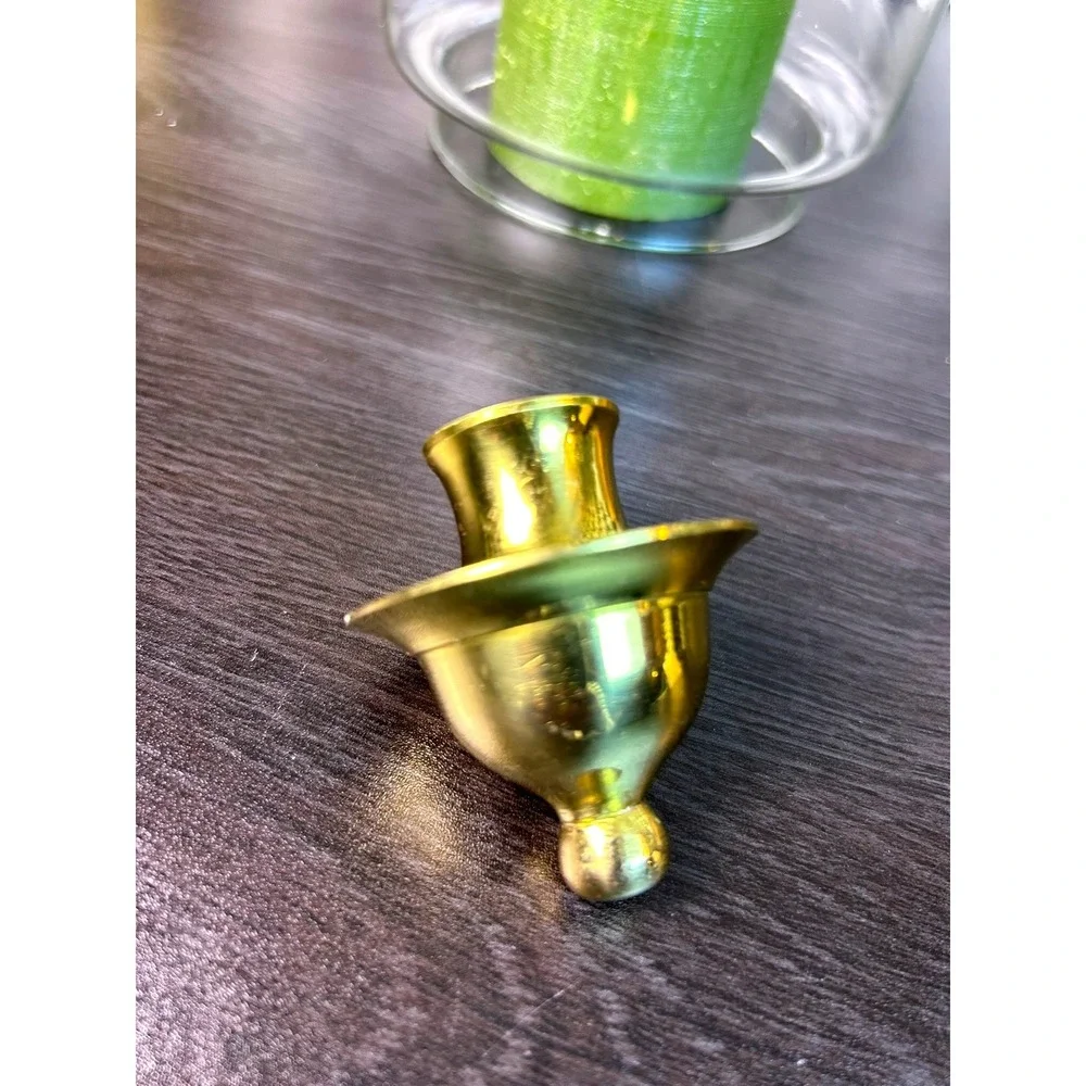 Vintage Reversible Glass Hurricane Candle Holder Brass Top 9 Inch